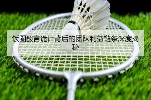饭圈酸言诡计背后的团队利益链条深度揭秘